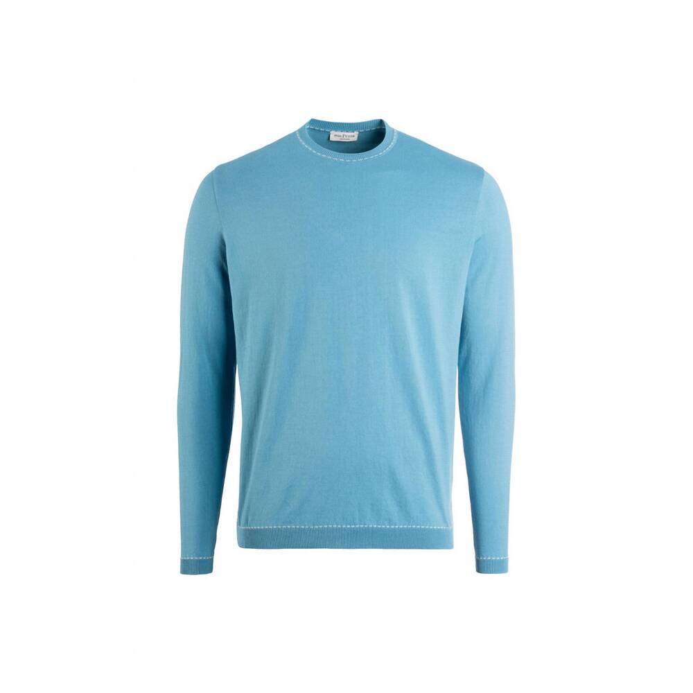 NEW PHIL PETTER men's long sleeve linen tee in blue